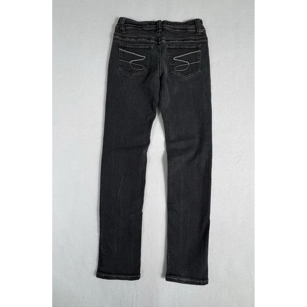 Seven7 Jeans Skinny Straight Leg‎ Girls 14 Black Wash Embroidered Pockets